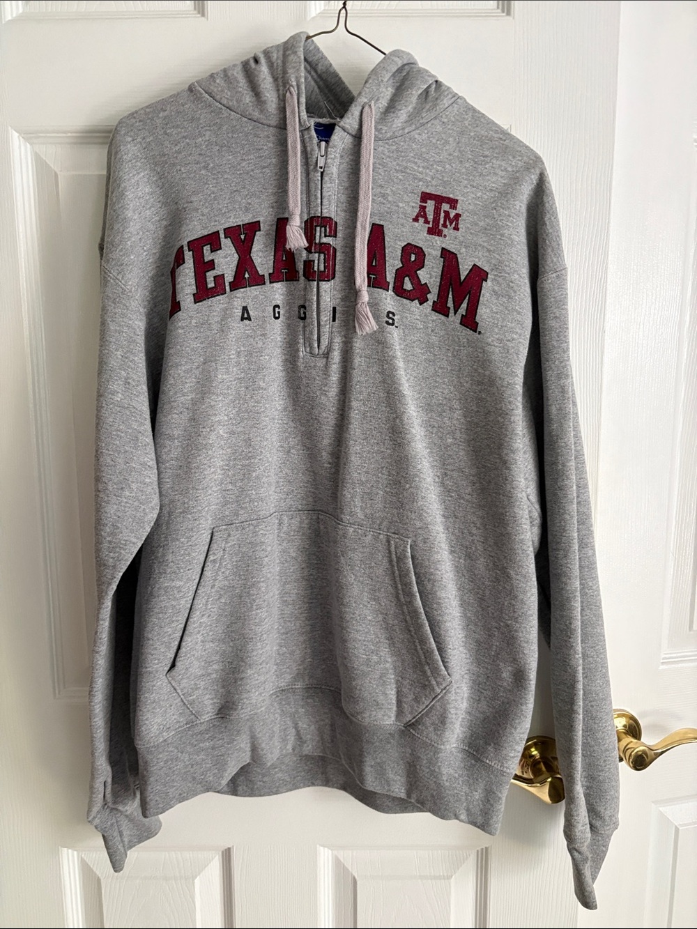 Champion Gray Texas A&M Hooded Pullover with Maroon Logo